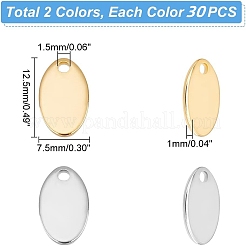 60Pcs 2 Colors 304 Stainless Steel Charms&nbsp;STAS-UN0039-15