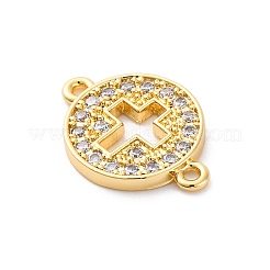 Brass Micro Pave Clear Cubic Zirconia Connector Charms&nbsp;KK-S510-05G