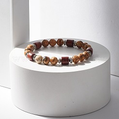 Natural Picture Jasper Beaded Stretch Bracelet for Women or Men&nbsp;BJEW-JB07732-02