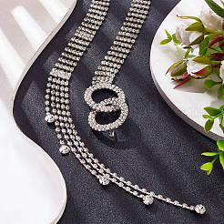 Crystal Rhinestone Tennis Waist Chain with Double Rings&nbsp;AJEW-WH0248-54