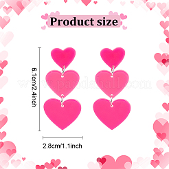 4 Pairs 4 Style Acrylic Heart Dangle Stud Earrings with 304 Stainless Steel Pins for Women&nbsp;EJEW-AN0004-82