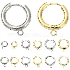 16Pcs 201 Stainless Steel Huggie Hoop Earring Findings&nbsp;STAS-FS0002-27A