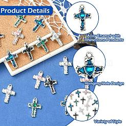 15Pcs 5 Colors Alloy Enamel with Rhinestone Pendants&nbsp;FIND-CJ0005-93