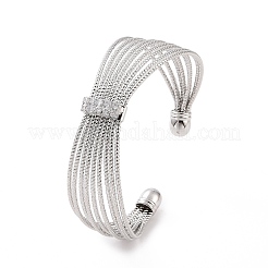 Clear Cubic Zirconia Multi-Strand Open Cuff Bangle&nbsp;BJEW-F445-15P