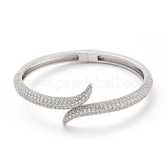 Rack Plating Brass Micro Pave Clear Cubic Zirconia Bangles for Women&nbsp;BJEW-G722-01P