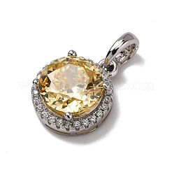 925 Sterling Silver Pave Yellow Cubic Zirconia Pendants&nbsp;STER-F063-01C-02