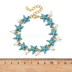 2Pcs 2 Colors Ocean Theme Round Shell Pearl Beads Charm Bracelets&nbsp;BJEW-JB14133