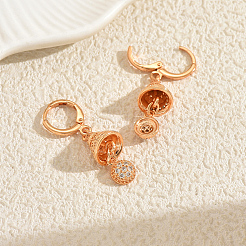 Brass Micro Pave Cubic Zirconia Hoop Earring&nbsp;CI2086-1