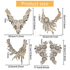 4 Style Flower Pattern Polyester Computerized Embroidered Appliques&nbsp;DIY-FG0003-95
