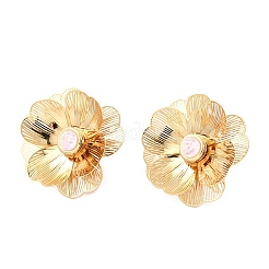 Brass Glass Stud Earrings&nbsp;EJEW-F391-06G-02