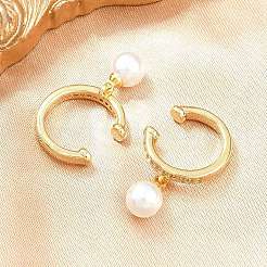 Round Brass Micro Pave Clear Cubic Zirconia Cuff Earrings&nbsp;EJEW-Z164-02G