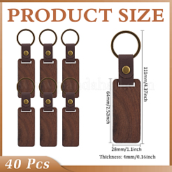40Pcs Walnut Wood Keychains&nbsp;KEYC-MA0001-01
