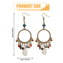 1 Pair Natural Shell & Synthetic Turquoise Chandelier Earrings&nbsp;EJEW-FI0001-84