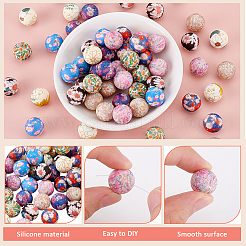 64Pcs 8 Colors Round Silicone Focal Beads&nbsp;SIL-GA0001-29A