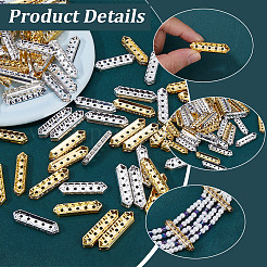 100Pcs 2 Colors Alloy Crystal Rhinestone Spacer Bars&nbsp;ALRI-SC0001-61B