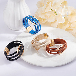 4Pcs 4 Colors PU Leather Multi-strand Bracelets Set with Magnetic Clasps&nbsp;BJEW-AN0001-77