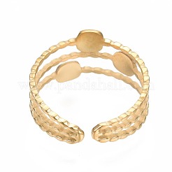 304 Stainless Steel Square Open Cuff Ring with Enamel&nbsp;RJEW-T023-52G