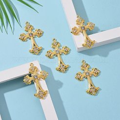 Alloy Rhinestone Cross Big Pendants&nbsp;ALRI-1475-G-RS