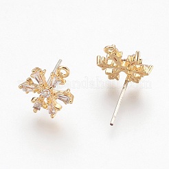 Brass Cubic Zirconia Ear Stud Findings&nbsp;X-KK-S336-30G