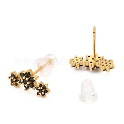 Brass Micro Pave Cubic Zirconia Stud Earrings&nbsp;EJEW-F273-15F-G