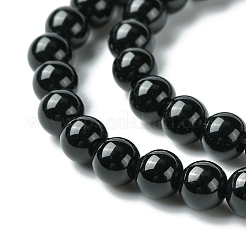 Natural Black Agate Round Beads Strands&nbsp;G-L086-A-01