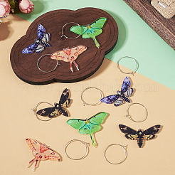 4 Pairs 4 Colors Butterfly Alloy & Acrylic Hoop Earrings&nbsp;EJEW-TA0001-88B
