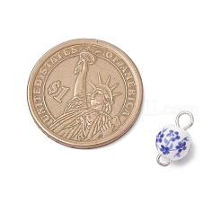 Handmade Flower Printed Porcelain Ceramid Links&nbsp;PALLOY-JF04143-02