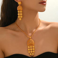 Vintage Alloy Long Tassel Hollow Flower Earrings & Necklaces Sets for Women&nbsp;HI3455