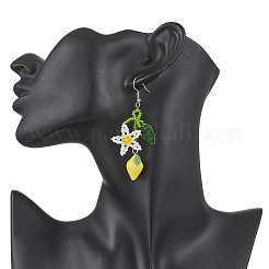 Handmade Glass Seed Beaded Dangle Earrings&nbsp;EJEW-MZ00477