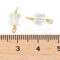 Glass Faceted Square Connector Charms&nbsp;KK-C097-09G-01