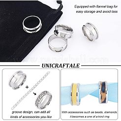 12Pcs Stainless Steel Grooved Finger Ring Settings&nbsp;STAS-UN0038-94C