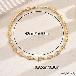 Brass Clear Cubic Zirconia Short Link Chain Women's Necklaces for Parties and Daily Wear&nbsp;OS4291-2