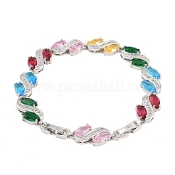 Platinum Tone Brass Micro Pave Cubic Zirconia Tennis Bracelets&nbsp;BJEW-B160-12P