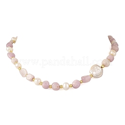Natural Kunzite Nuggets & Natural Cultured Freshwater Pearl & Keshi Pearl Coin Beaded Bracelets&nbsp;NJEW-JN06574-01