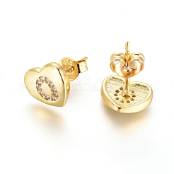 Brass Micro Pave Cubic Zirconia Stud Earrings&nbsp;EJEW-I234-01G-O