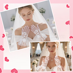 Polyester Bride's Lace Gloves&nbsp;AJEW-WH20120-23B