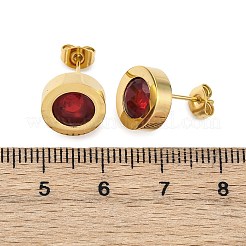 304 Stainless Steel Flat Round Stud Earrings&nbsp;EJEW-C099-23G-02
