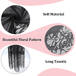 Polyester Lace Tassels Gauze Scarf for Women&nbsp;AJEW-WH20077-040B