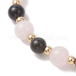 Natural Multicolor Tourmaline and Rose Quartz Round Beads Stretch Bracelets for Women&nbsp;BJEW-JB13517