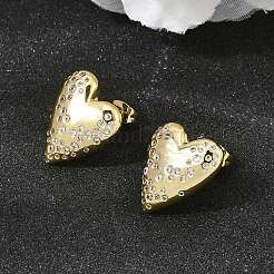 Valentine's Day Brass Clear Cubic Zirconia Stud Earrings for Women&nbsp;EJEW-A162-08G