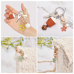 6Pcs 6 Colors Flower Alloy Enamel Pendant Decoration&nbsp;HJEW-GL0001-10