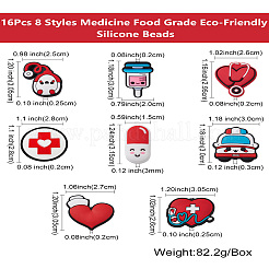 16Pcs 8 Styles Medicine Food Grade Eco-Friendly Silicone Beads&nbsp;SIL-CJ0001-23