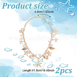 2Pcs Summer Beach Natural Shell & Resin Imitation Pearl Waist Chains&nbsp;AJEW-UN0002-13