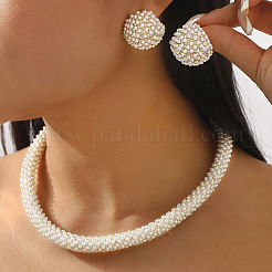 Alloy & Crystal Rhinestone & Plastic Pearl Necklaces & Stud Earrings Sets&nbsp;FS-WGF3D0B-01
