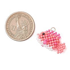 Glass Seed Beaded Fish Pendants&nbsp;PALLOY-MZ01234