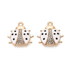 Rack Plating Alloy & Rhinestone & Enamel Pendants&nbsp;ENAM-T024-02M-G