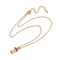 2Pcs 2 Styles Teachers' Day Alloy Enamel Red Apple Pendant 304 Stainless Steel Cable Chain Necklaces for Women&nbsp;NJEW-JN05422