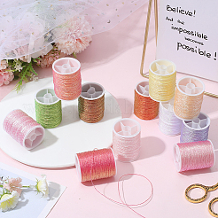 12 Rolls Rainbow Color Polyester Sewing Metallic Thread&nbsp;OCOR-WH20074-02C