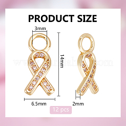 12Pcs Rack Plating Brass Micro Pave Cubic Zirconia Charms&nbsp;KK-BC0014-57