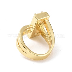 Cubic Zirconia Rectangle Open Cuff Ring&nbsp;RJEW-G270-01G